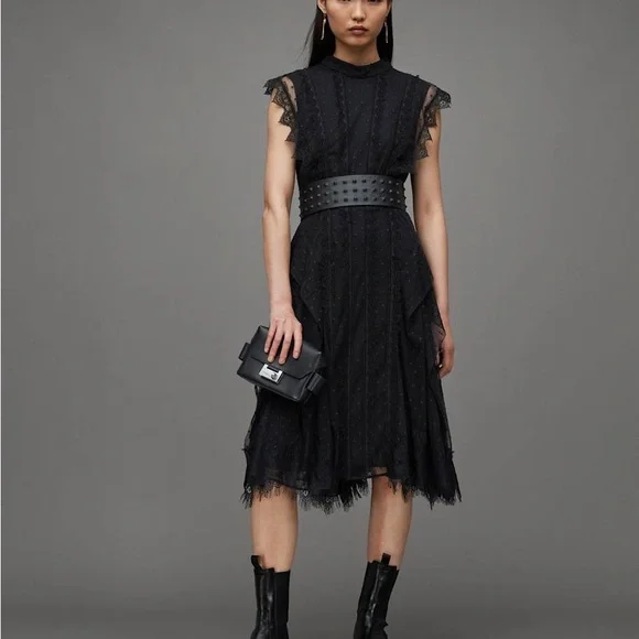 All Saints Black Midi Dress - Picture 4 of 9
